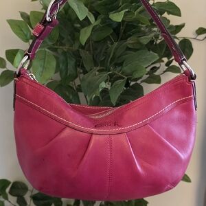 Coach Pleated Pink Leather Hobo F13730
